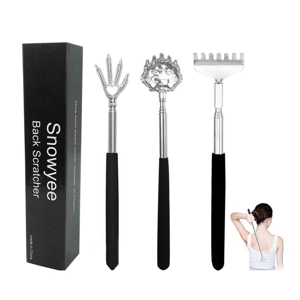 Snowyee Backscratchers, Back Scratcher for Women Men 3PCS Includes Bear Claw Hand and Eagle Claw kit Telescoping with Adjustable (Black)