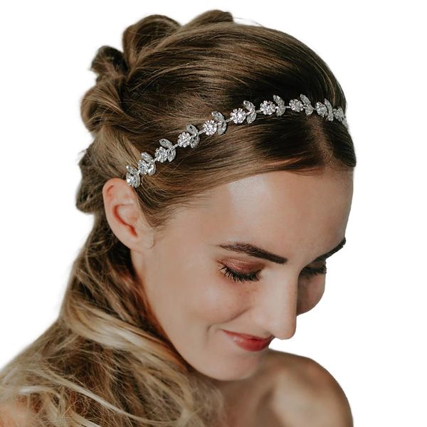 WOVOWOVO Flower Girl Headpiece for Girls, Teens, Women Crystal Headband Flower Crown Hairbands Communion Bride Wedding Tiara Hair Accessories