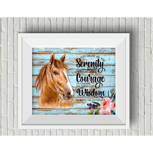 SERENITY PRAYER Horse UNFRAMED wall art poster print. Encouragement. Faith. God.