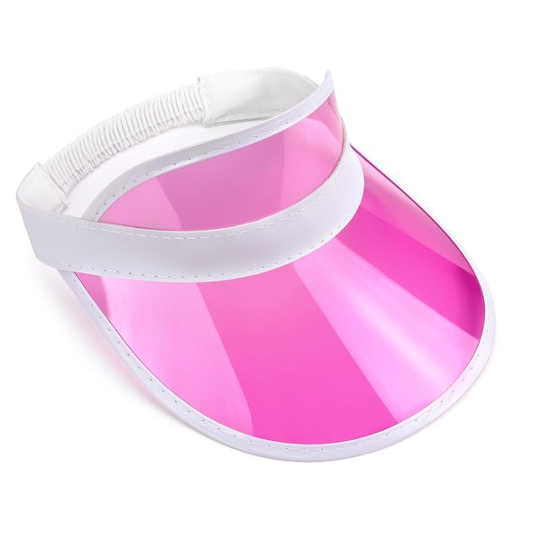 Unisex 80s Style Retro Neon Sun Visor Hat Headband Cap Golf Tennis Stag Poker Party (Pink)