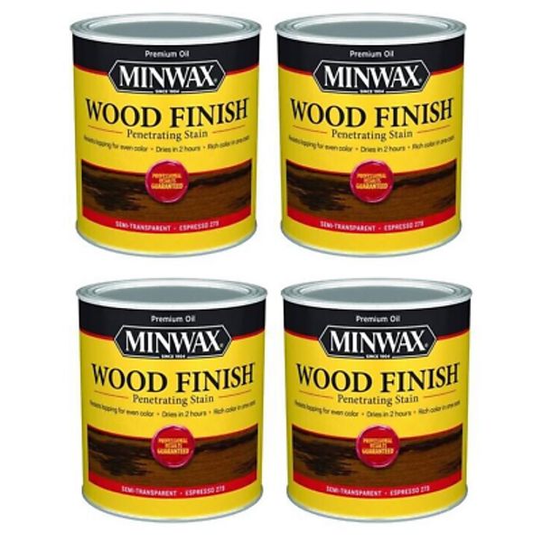 Minwax 700504444 Wood Finish Wood Stain, Espresso, Liquid, 1 qt, Can (4-Pack)