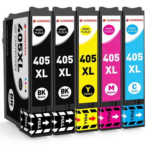 Clywenss 405 XL Ink Cartridges Compatible with Epson 405XL Multipack for WorkForce Pro WF-4820 WF-3820 WF-7310 WF-7830 WF-7840 WF-4830 WF4820 WF3820 WF7310 WF7830 WF7840 WF4830 Printer, 5-Pack