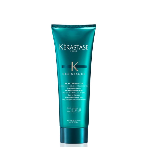 Kerastase Resistance Bain Therapiste Shampoo | Repairing Gel Shampoo | Soothing Texture for Itchy Scalp | Heat Protectant | With Protein for Weak Hair | For Over-Processed and Damaged Hair | 8.5 Fl Oz