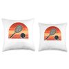 Retro Sunset Tennis Racket Player Throw Pillow
