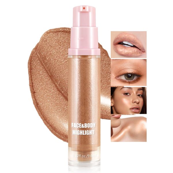 Boobeen Liquid Highlighter Makeup, Shimmer Cream Liquid Illuminator Contour for Face and Body, Smooth Glow Natural Looking Waterproof Liquid Highlight Brightening Make Up