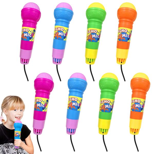 PPXMEEUDC 8 PCS Echo Toy Microphones for Kids Karaoke Mics for Children with Echo Effect Lightweight Music Toys Fun Supplies for Birthday Picnic BBQ or Party