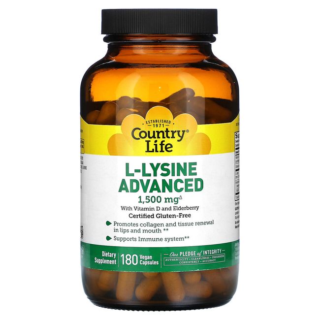 L-Lysine, Advanced, 1,500 mg, 180 Vegan Capsules (500 mg per Capsule)