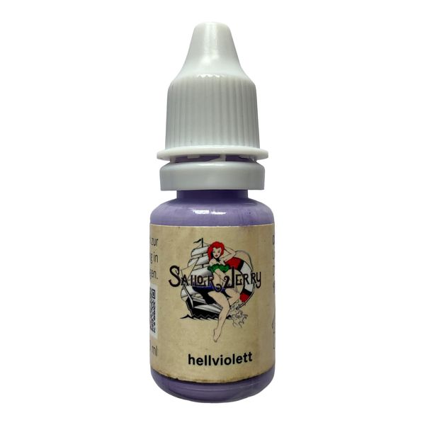 REACH-konforme Sailor Jerry Tattoofarbe Hellviolett, 10 ml. Made in GERMANY und mit Zertifikat, Tätowierfarbe, Tattoo Ink, Vertrieb durch HAN-SEN GmbH