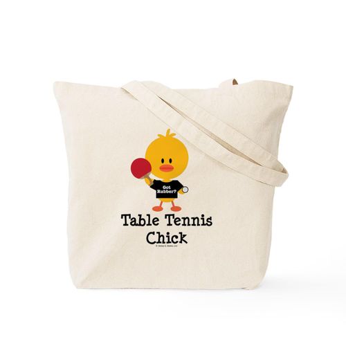 CafePress Table Tennis Chick Tote Bag Reusable Natural Beige Canvas Shopping Bag