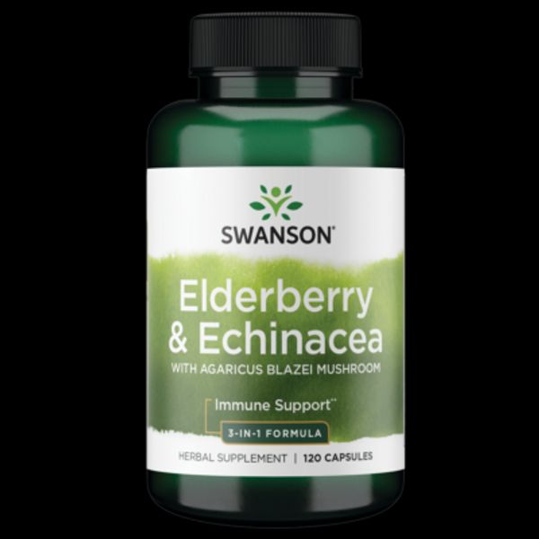 Swanson Sambucus Elderberry/Agaricus/Echinacea Immune Support, 120 Capsules