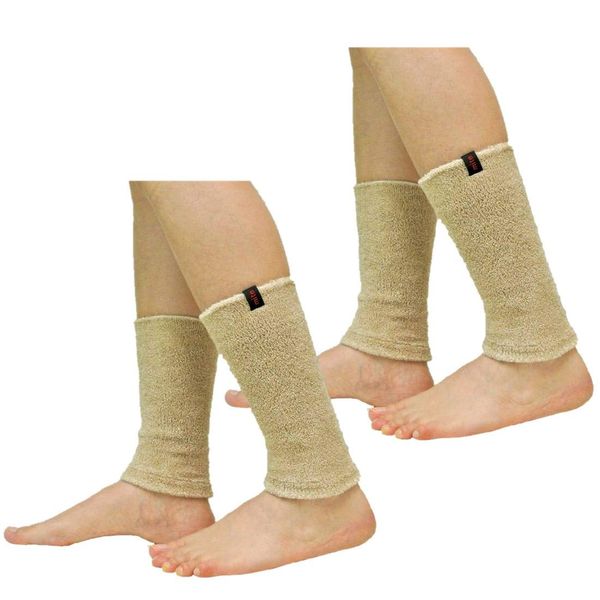 mite Leg Warmers for Ankles, Mite Light Mini Set of 2 (Beige), Wash Change Set, Length 7.9 inches (20 cm), Ankle Warmer, Cooling, For All Seasons, Cold Protection, Heat Retention, No Constriction, Loose Type, Unisex