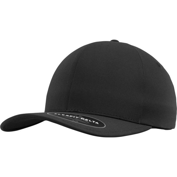 Flexfit Delta Baseball Cap, Unisex Basecap aus Polyester für Damen und Herren, ohne Naht, wasserabweisend, black, S/M