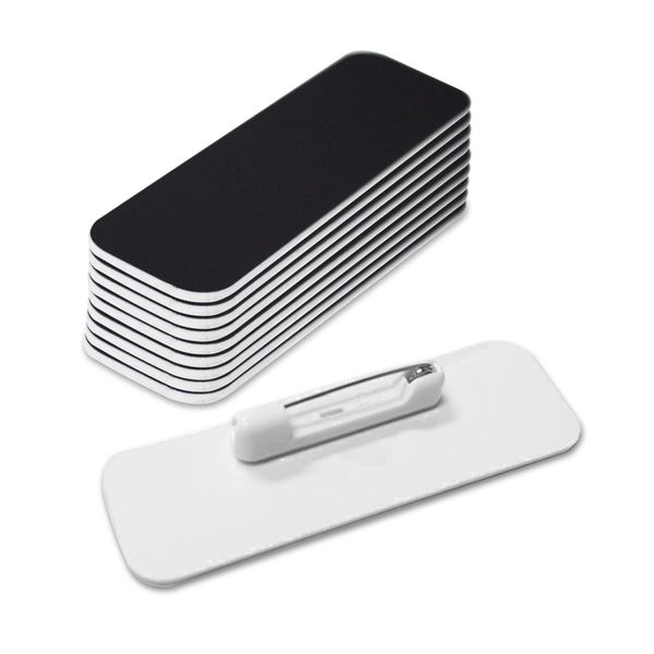 1" X 3" Name Tag/Badge Blanks with Pin - 10 Pack (Black)