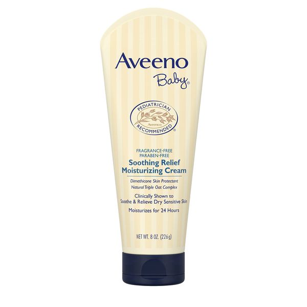 Aveeno Baby Soothing Relief Moisturizing Cream with Natural Oat Complex & Dimethicone, Hypoallergenic Baby Cream to Soothe & Relieve Dry, Sensitive Skin, Fragrance- & Paraben-Free, 8 oz