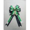 Patrick's Day Bow, Dots, Shamrocks, Black Linen
