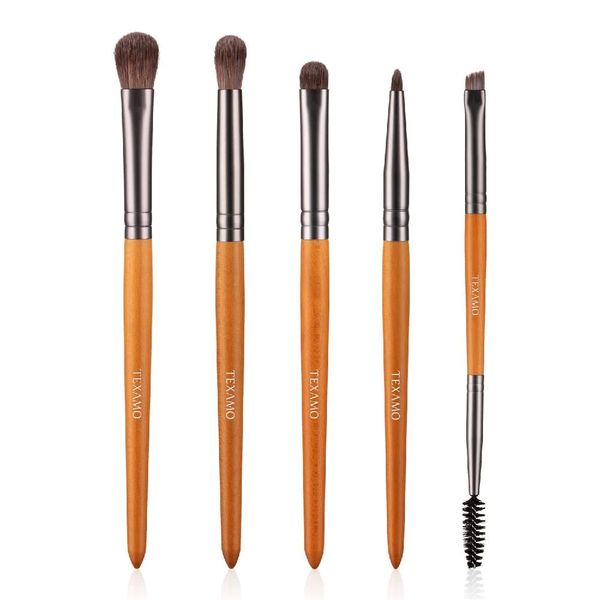 Moist Mall TEXAMO Eyeshadow Brush Set Blending Eye Makeup Eyeliner Crease Eyebrow 5Pcs Travel Kit Wooden