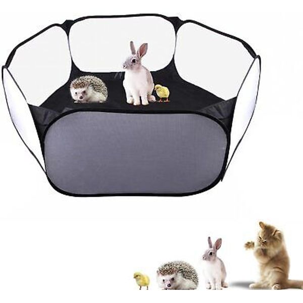 Small Animals Playpen, Portable Pop-up Open Interactive Pet Tent, Black