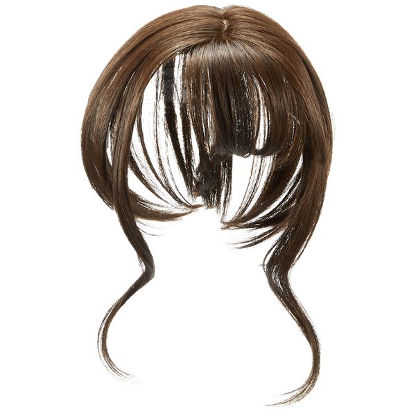 Priscilla TFX-106-TDB Fluffy Hand Planted Whorl Bangs Wig, Nuance Curl Bangs, Heat Resistant, Dark Brown