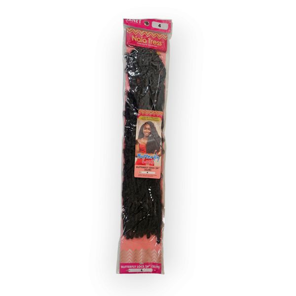 Nala Tress 24 Inch Color 4 Dark Brown Butterfly Locs Slim Crochet Synthetic