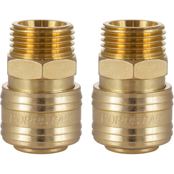 Poppstar 2x Schnellkupplung Druckluft NW 7,2 mit 1/2 Zoll Außengewinde für Druckluft-Anschluss