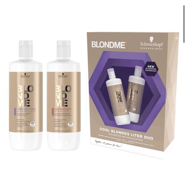 NEW - Schwarzkopf Professional Cool Blondes Liter Duo 33.8oz/each With 2 Pumps