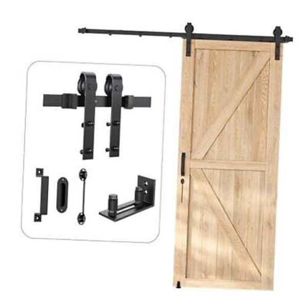 6.6 FT Heavy Duty Sliding Barn Door Hardware Kit-Smoothly and 6.6FT SET B Black