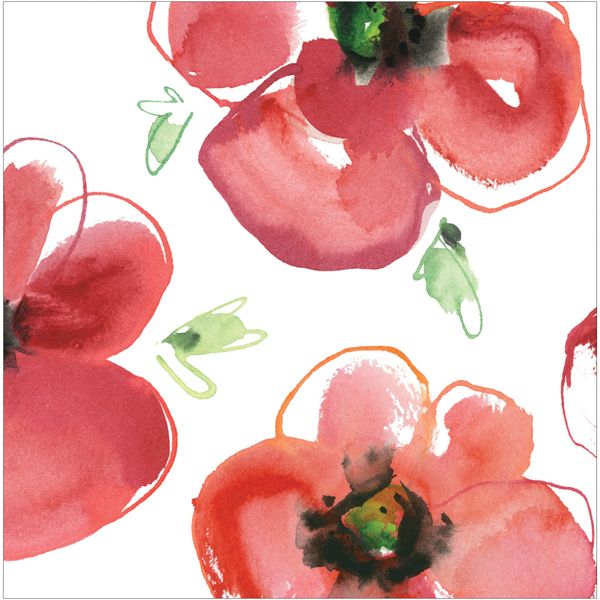 18-Count Paper Lunch Napkins, Mod Poppies
