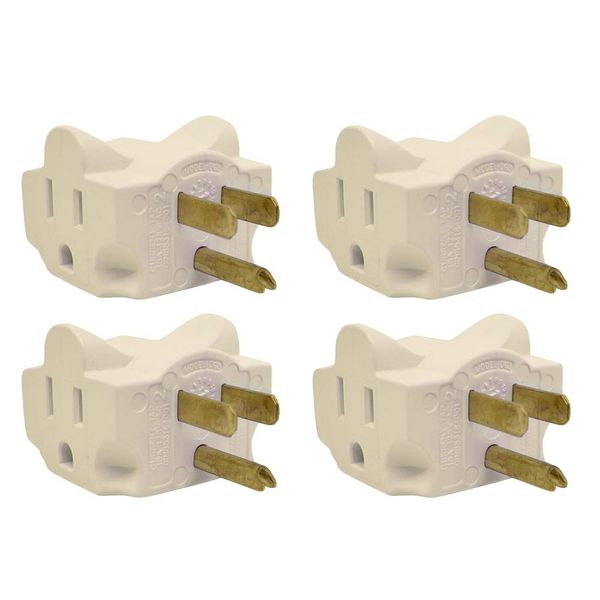 Hug-A-Plug Dual Outlet Wall Adapter, 4 Pack Ivory