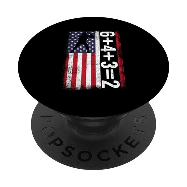 Baseball Saying 6+4+3=2 Double Play Baseball Player PopSockets Swappable PopGrip