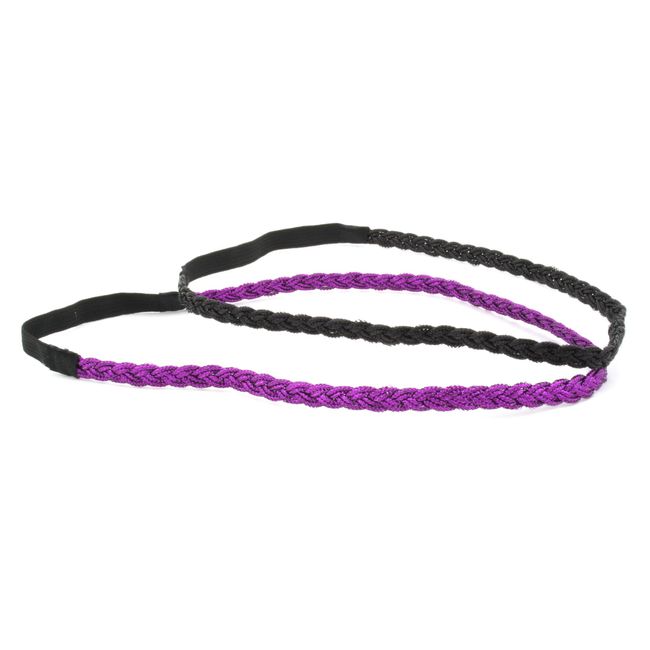 Zest 2 Pack Plaited Headbands Black & Purple Hair Accessories