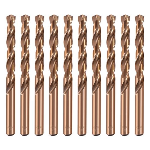 HSS Cobalt Drill Bit Set 9/64 Inch 10Pcs M35 Co Twist Jobber Length Steel Metal Drill Bits