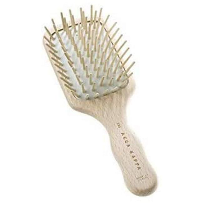 Acca Kappa Pneumatic Beech Wood Paddle Brush with Wooden Pins, Travel Size