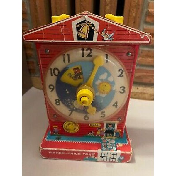 Fisher Price Music Box Teaching Clock Vintage 1960's Made in USA