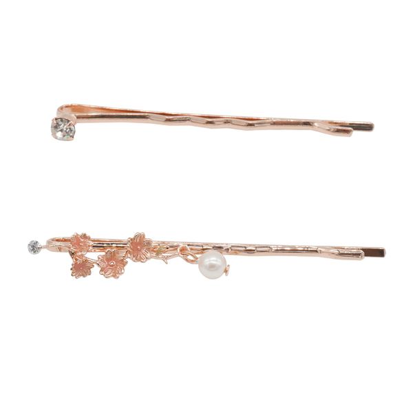 4 Row Cherry Blossom Pearl Hairpin Pink Gold