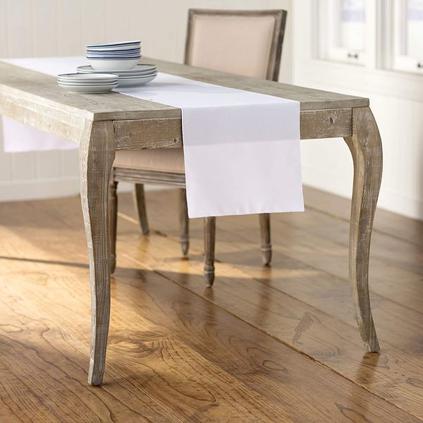 LA Linen Polyester Poplin Table Runner, 14" x 108", White P