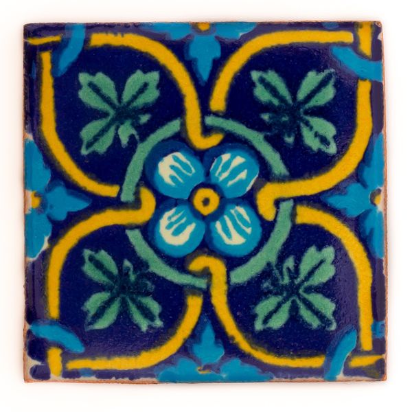 Ceramic Mexican Tile – 5cm- Handmade and Ethically Traded by Tumia LAC - 10 Pack