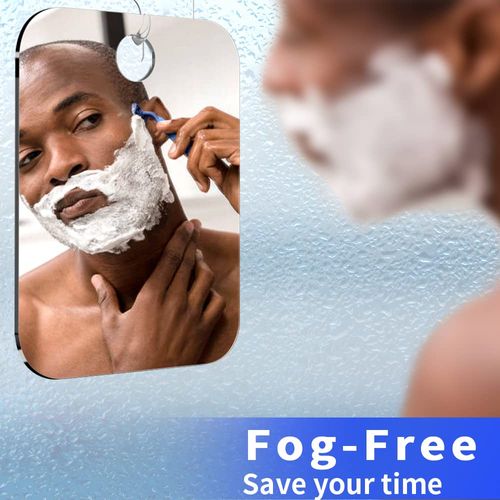 Shatterproof Shower Mirror Fogless for Shaving(2 Pack,Larger 10.7x8 inch)43% Than Original,Unbreakable Deluxe Plexiglass Makeup Mirror,Largest Bathroom Wall Hanging,Portable Handheld Camping,Silver