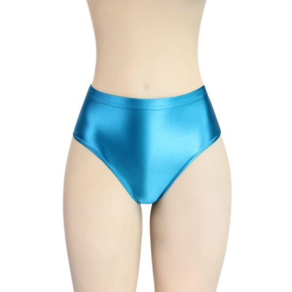 MJINM Medium Waist Women's Panties, Trunks Stretch, Tight, Silky Sheer, Sports, Swimming, Bikini Panties, Bold Cosplay, lakeblue