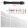 60Pcs Pin Bench Vise Mini Micro Hand Twist Drill Bits Set for Rotary Tools Kit