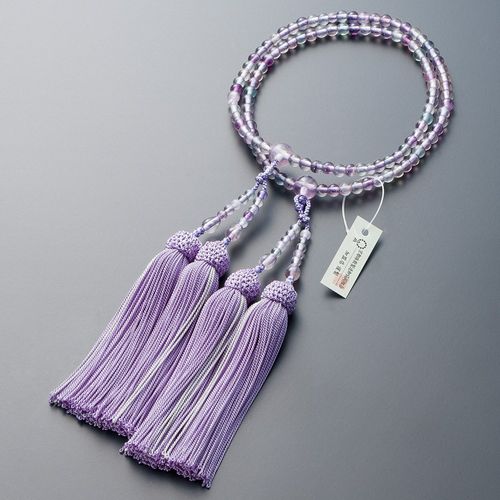 Buddhist Altanya Takita Shoten Prayer Beads for Yaso (Yaso Combined Use), Real Style Prayer Beads for Women, Fluorite (Florite) 8 inch, Pure Silk Head
