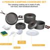 Bulin 17Pcs Camping Cookware Mess Kit Nonstick Backpacking Cooking Set Lightweig