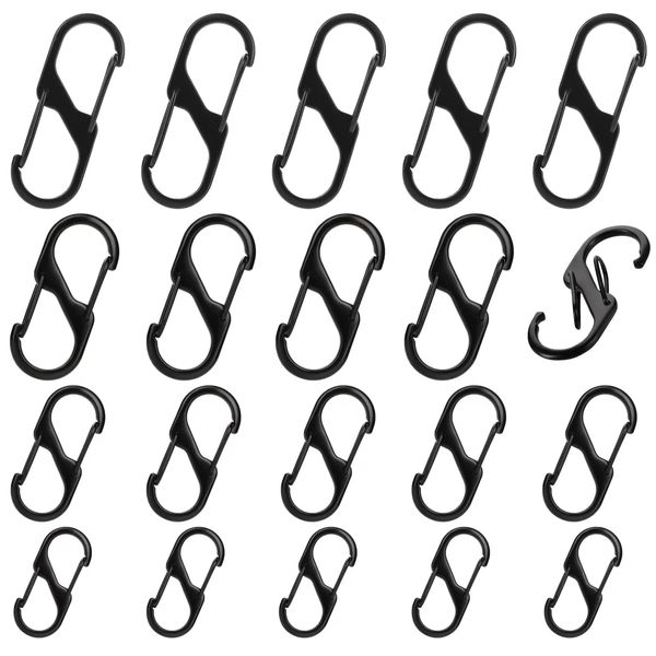 Zipper Pull Replacement Double Clasp, 20 Pieces Zipper Locks for Backpacks(Black)