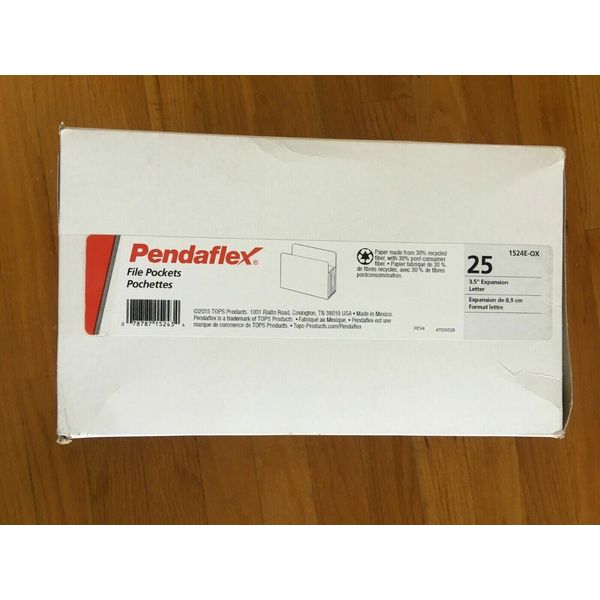 Pendaflex File Pockets, 3.5" Expansion, Letter Size, Red, 25/Box (1524E-OX)