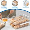Eidoct 2 Layer Stackable Egg Holder, 36 eggs Automatic Rolling Egg Organizer for Refrigerator, Auto Scrolling Egg Storage Container with Lid, Clear PP Egg Dispenser & Tray Bin, for Saving Fridge Space