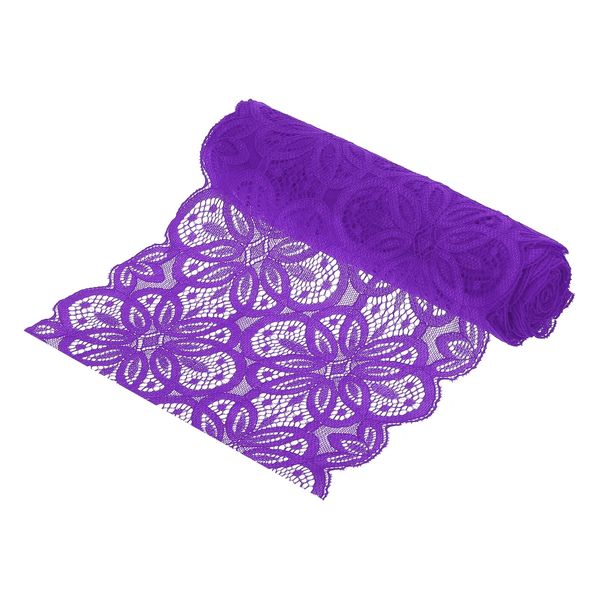 sourcing map Lace Ribbon 5 Yards 7 Inch Lace Flower Trim for Craft Gift Wrappers Headbands Wedding Dark Purple