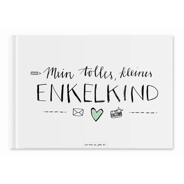 Enkelbuch für Großeltern - Mein tolles, kleines Enkelkind - Eintragbuch und Fotoalbum, Erinnerungsalbum für Oma und Opa, A5, Hardcover weiß mint, 60 S., Recyclingpapier, klimaneutral gedruckt