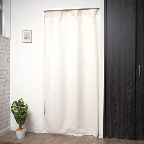 Cloth Shop Curtain, Partition, Curtain, Room Divider, Energy Saving, Thermal Insulation, Heat Retention, Width 37.4 x Length 70.1 inches (95 x 178 cm), 1 Piece, Non-Light Blocking, Waffle, Ivory