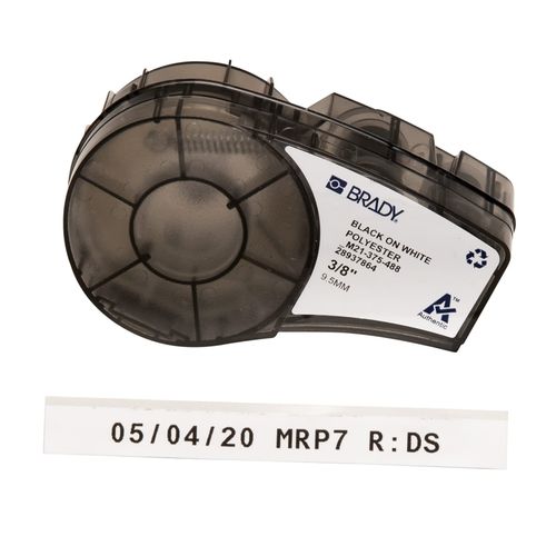 Brady Authentic (M21-375-488) Solvent-Resistant Lab Label for Lab, Barcode and Printed Circuit Board Labeling, Black on White- For M210, M210-LAB, M211, BMP21-PLUS and BMP21-LAB Printers, .375" W 21'L