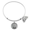 Wind and Fire Soccer Ball Silver Tone Medal Charm Expandable Bangle WF244