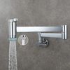 SOKNARKU Solid Brass Square Wall Mounted Folding Faucet Double Switch Foldable Kitchen Sink Faucet Chrome Plating with Dual Function Nozzle
